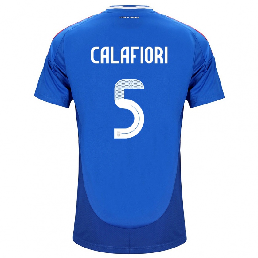 Kandiny Kinder Italien Riccardo Calafiori #5 Blau Heimtrikot Trikot 24-26 T-Shirt