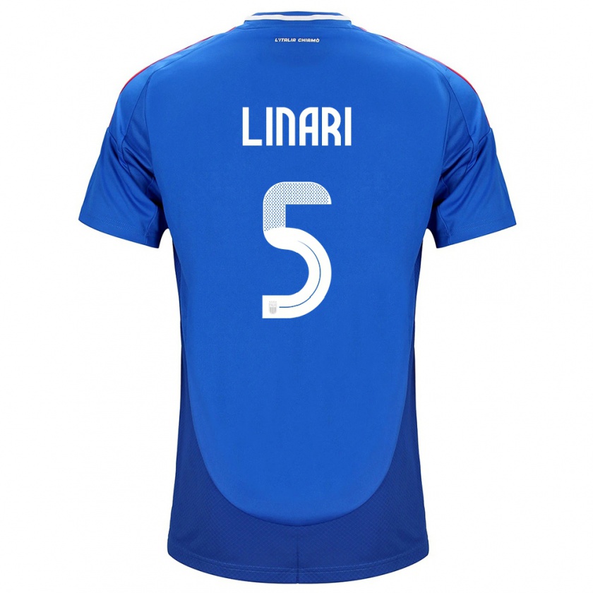 Kandiny Kinder Italien Elena Linari #5 Blau Heimtrikot Trikot 24-26 T-Shirt