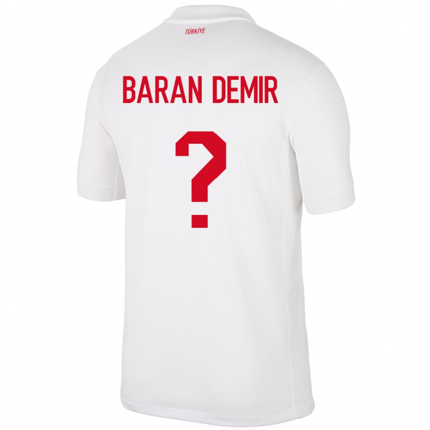 Kandiny Kinder Türkei Tuna Baran Demir #0 Weiß Heimtrikot Trikot 24-26 T-Shirt