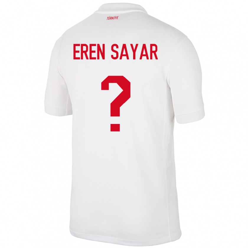 Kandiny Kinder Türkei Emin Eren Sayar #0 Weiß Heimtrikot Trikot 24-26 T-Shirt