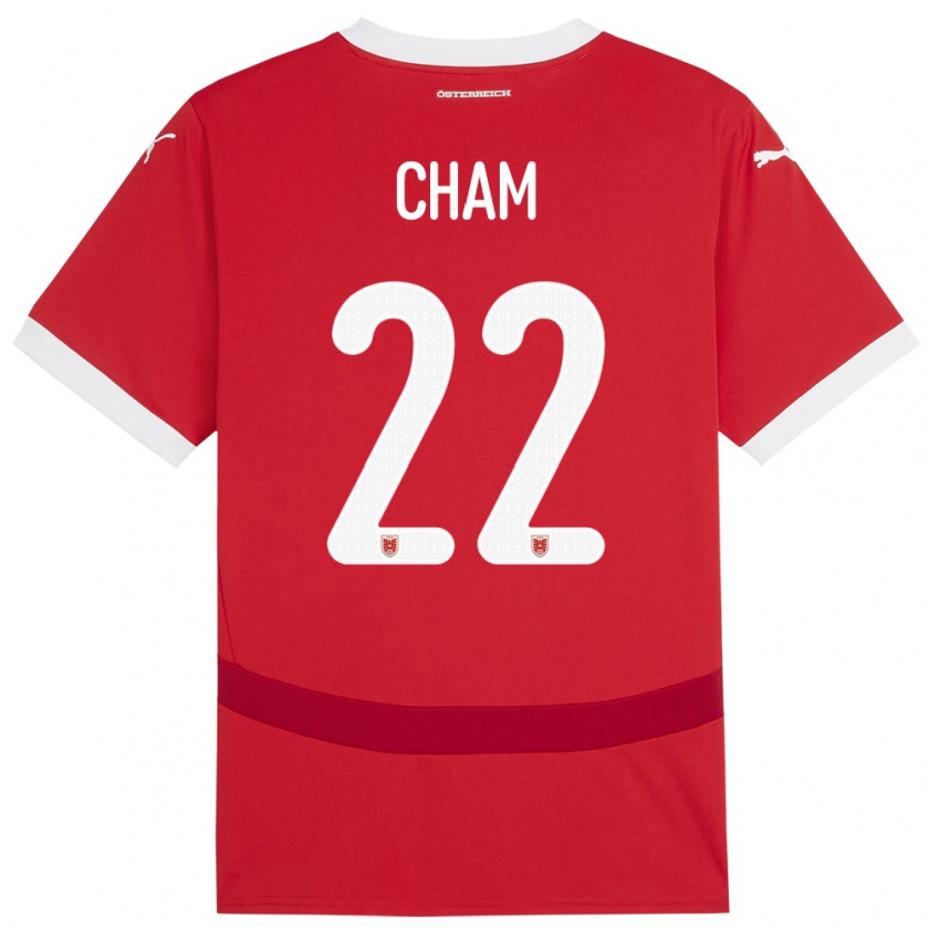 Kandiny Kinder Österreich Muhammed Cham #22 Rot Heimtrikot Trikot 24-26 T-Shirt