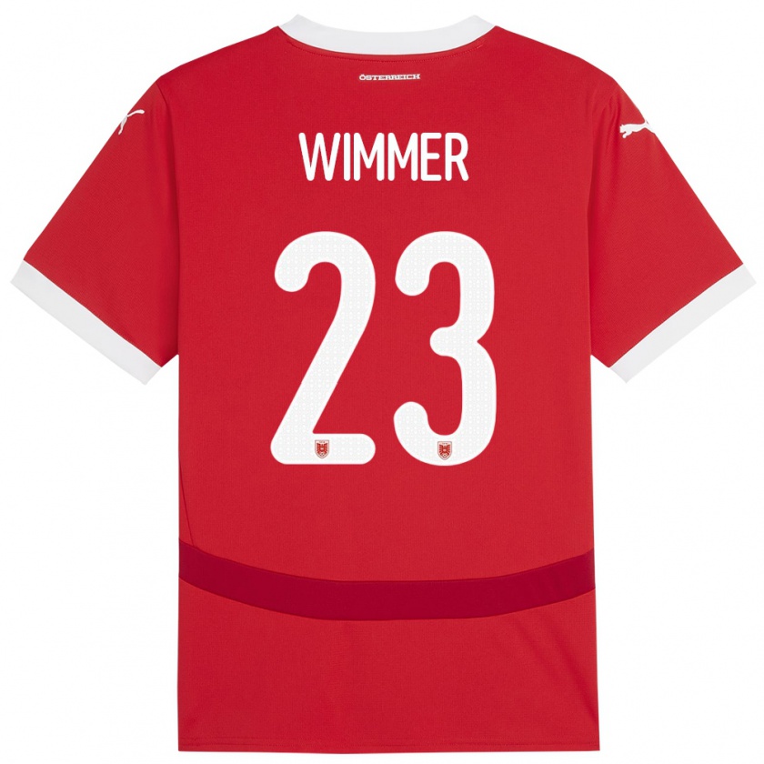 Kandiny Kinder Österreich Patrick Wimmer #23 Rot Heimtrikot Trikot 24-26 T-Shirt