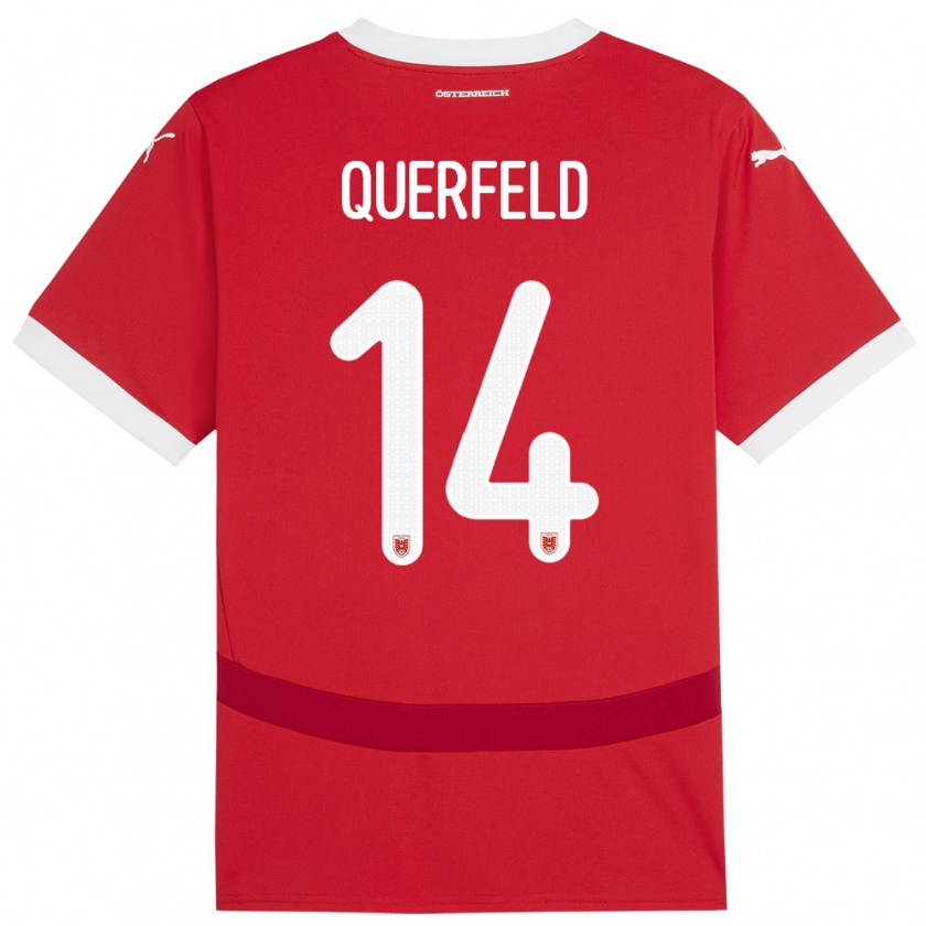 Kandiny Kinder Österreich Leopold Querfeld #14 Rot Heimtrikot Trikot 24-26 T-Shirt