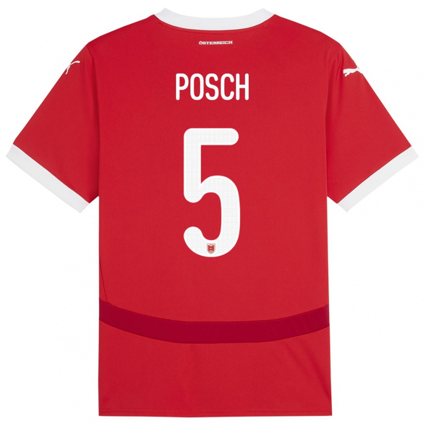 Kandiny Kinder Österreich Stefan Posch #5 Rot Heimtrikot Trikot 24-26 T-Shirt