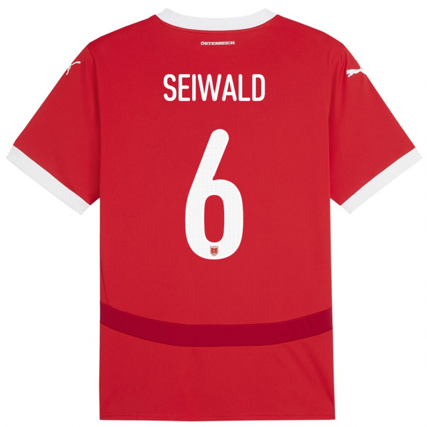 Kandiny Kinder Österreich Nicolas Seiwald #6 Rot Heimtrikot Trikot 24-26 T-Shirt