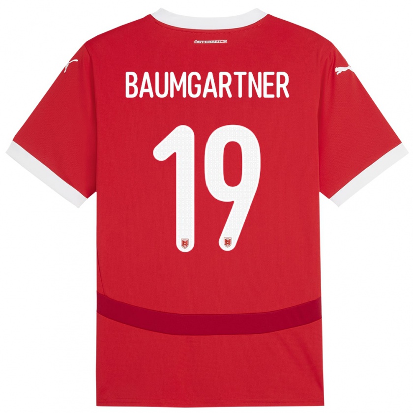 Kandiny Kinder Österreich Christoph Baumgartner #19 Rot Heimtrikot Trikot 24-26 T-Shirt