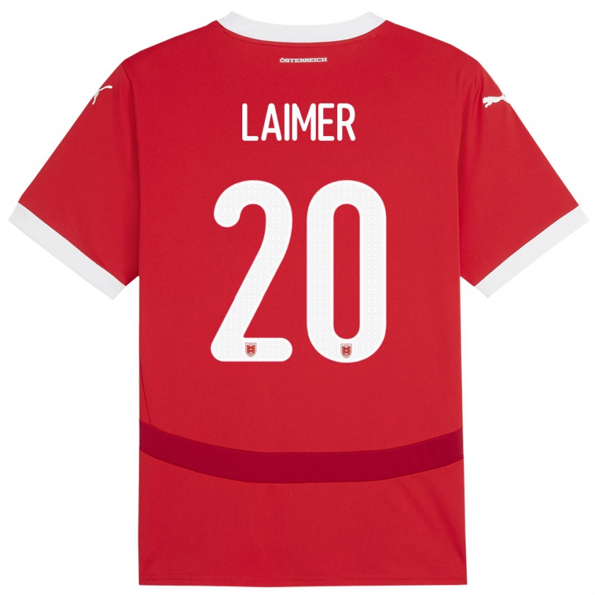 Kandiny Kinder Österreich Konrad Laimer #20 Rot Heimtrikot Trikot 24-26 T-Shirt