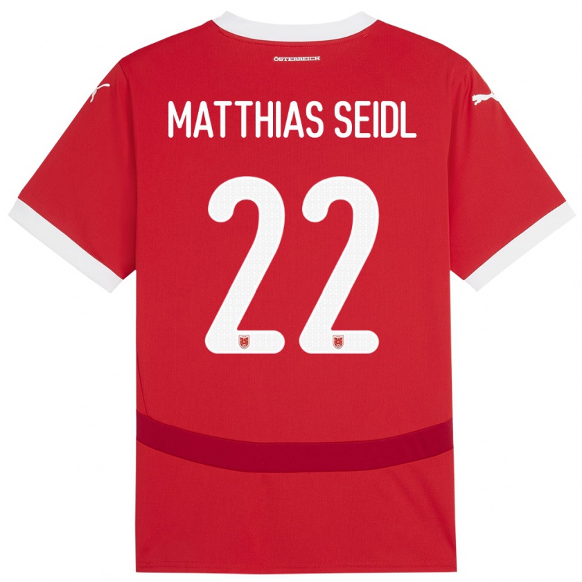 Kandiny Kinder Österreich Matthias Seidl #22 Rot Heimtrikot Trikot 24-26 T-Shirt