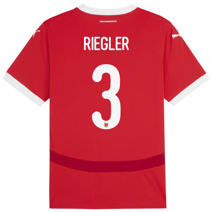 Kandiny Kinder Österreich David Riegler #3 Rot Heimtrikot Trikot 24-26 T-Shirt