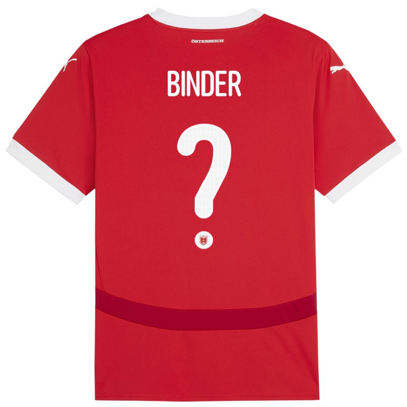 Kandiny Kinder Österreich Nicolas Binder #0 Rot Heimtrikot Trikot 24-26 T-Shirt