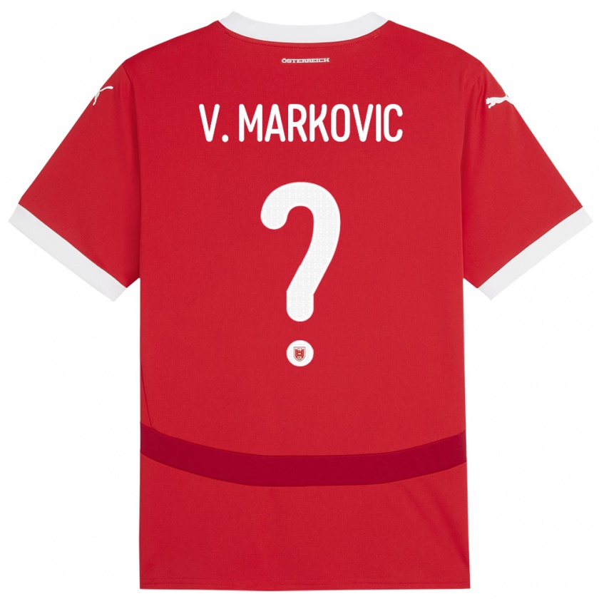 Kandiny Kinder Österreich Vasilije Markovic #0 Rot Heimtrikot Trikot 24-26 T-Shirt