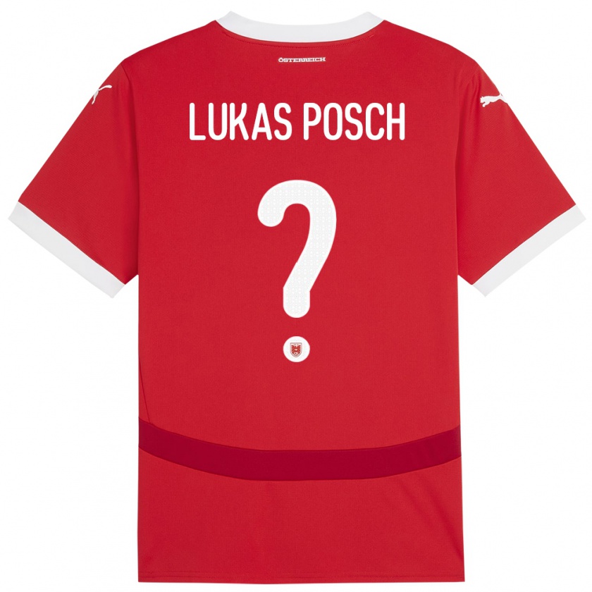 Kandiny Kinder Österreich Lukas Posch #0 Rot Heimtrikot Trikot 24-26 T-Shirt