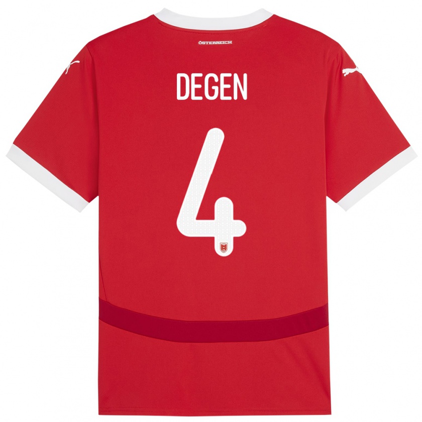 Kandiny Kinder Österreich Celina Degen #4 Rot Heimtrikot Trikot 24-26 T-Shirt