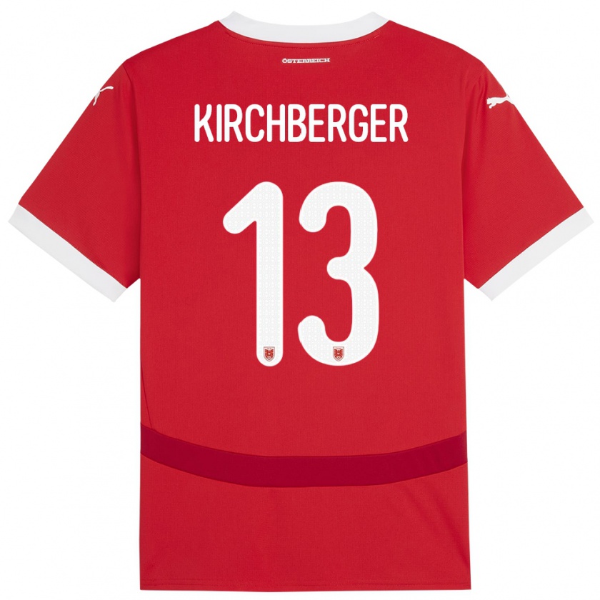 Kandiny Kinder Österreich Virginia Kirchberger #13 Rot Heimtrikot Trikot 24-26 T-Shirt