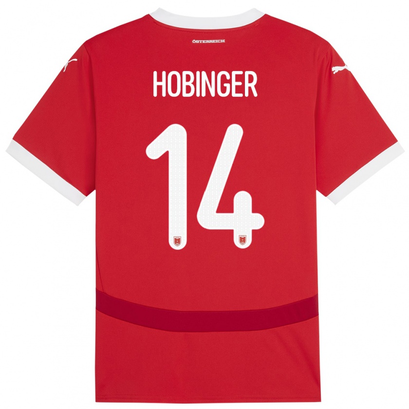 Kandiny Kinder Österreich Marie Höbinger #14 Rot Heimtrikot Trikot 24-26 T-Shirt