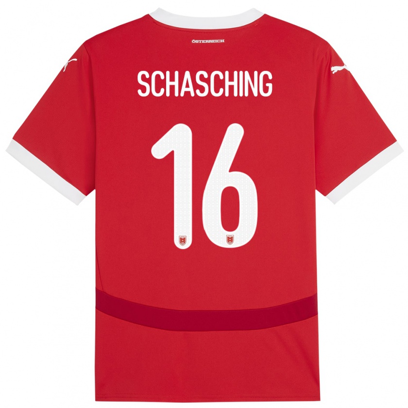 Kandiny Kinder Österreich Annabel Schasching #16 Rot Heimtrikot Trikot 24-26 T-Shirt