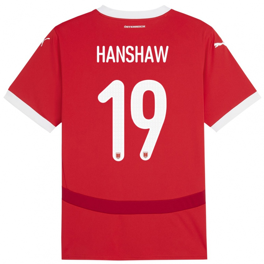 Kandiny Kinder Österreich Verena Hanshaw #19 Rot Heimtrikot Trikot 24-26 T-Shirt