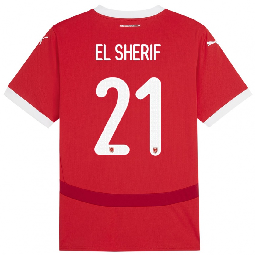 Kandiny Kinder Österreich Mariella El Sherif #21 Rot Heimtrikot Trikot 24-26 T-Shirt