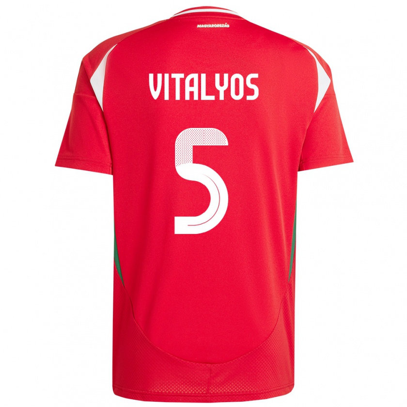 Kandiny Kinder Ungarn Viktor Vitályos #5 Rot Heimtrikot Trikot 24-26 T-Shirt