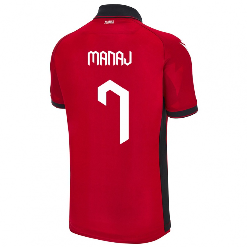 Kandiny Kinder Albanien Rey Manaj #7 Rot Heimtrikot Trikot 24-26 T-Shirt