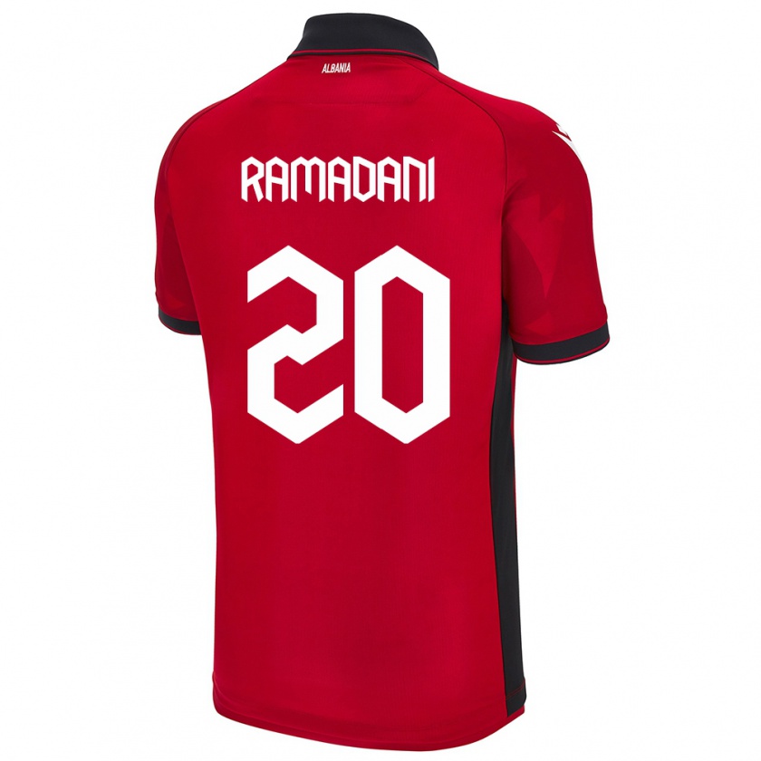 Kandiny Kinder Albanien Ylber Ramadani #20 Rot Heimtrikot Trikot 24-26 T-Shirt