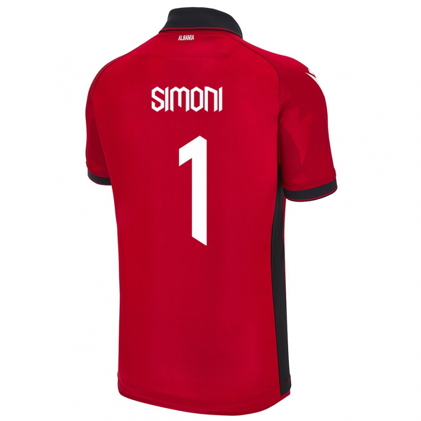 Kandiny Kinder Albanien Simon Simoni #1 Rot Heimtrikot Trikot 24-26 T-Shirt