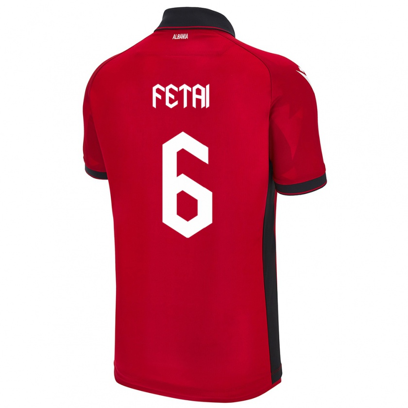 Kandiny Kinder Albanien Feta Fetai #6 Rot Heimtrikot Trikot 24-26 T-Shirt