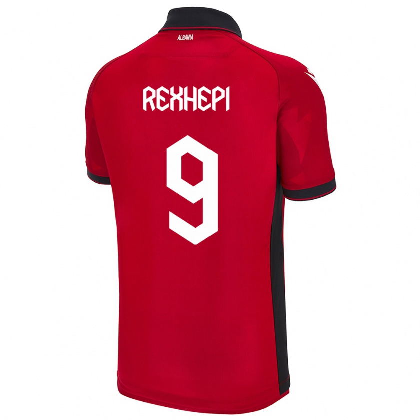 Kandiny Kinder Albanien Arlind Rexhepi #9 Rot Heimtrikot Trikot 24-26 T-Shirt