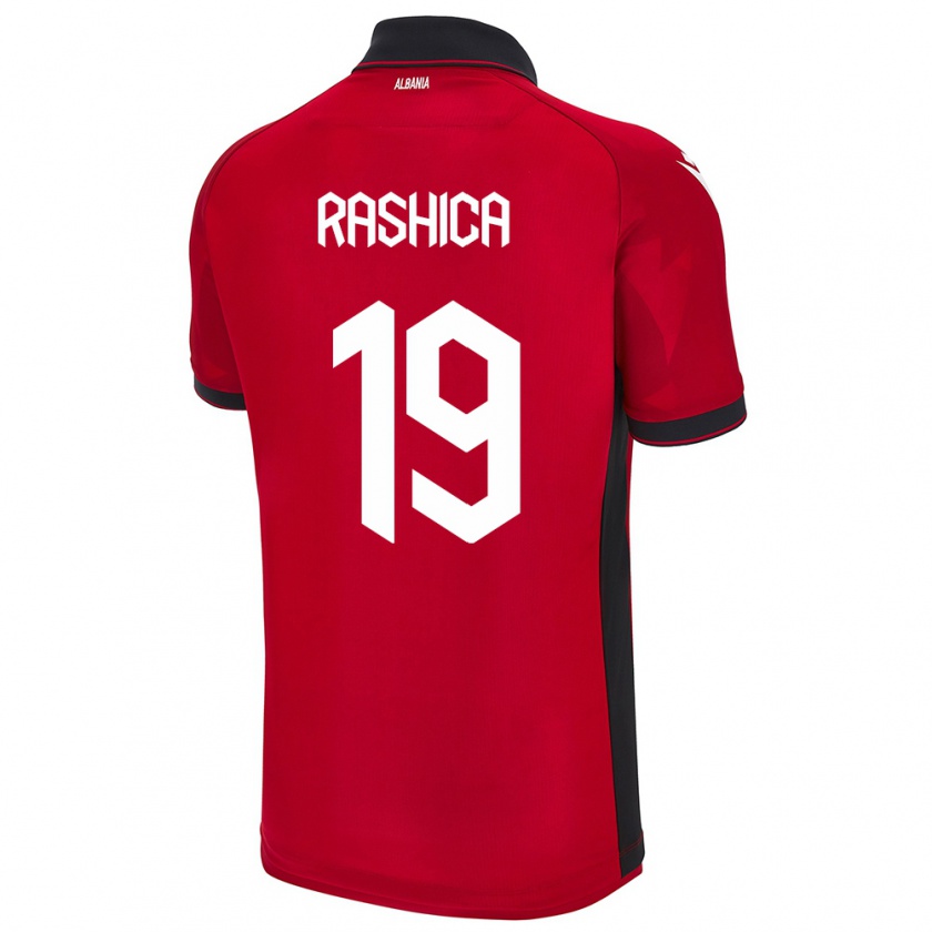 Kandiny Kinder Albanien Ermir Rashica #19 Rot Heimtrikot Trikot 24-26 T-Shirt