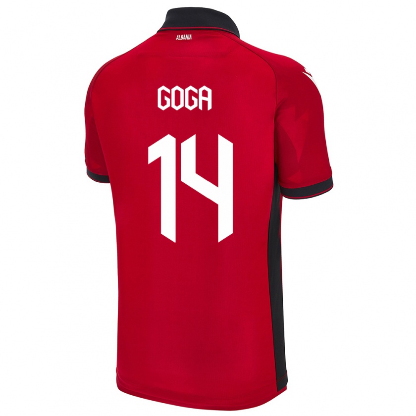 Kandiny Kinder Albanien Ergi Goga #14 Rot Heimtrikot Trikot 24-26 T-Shirt