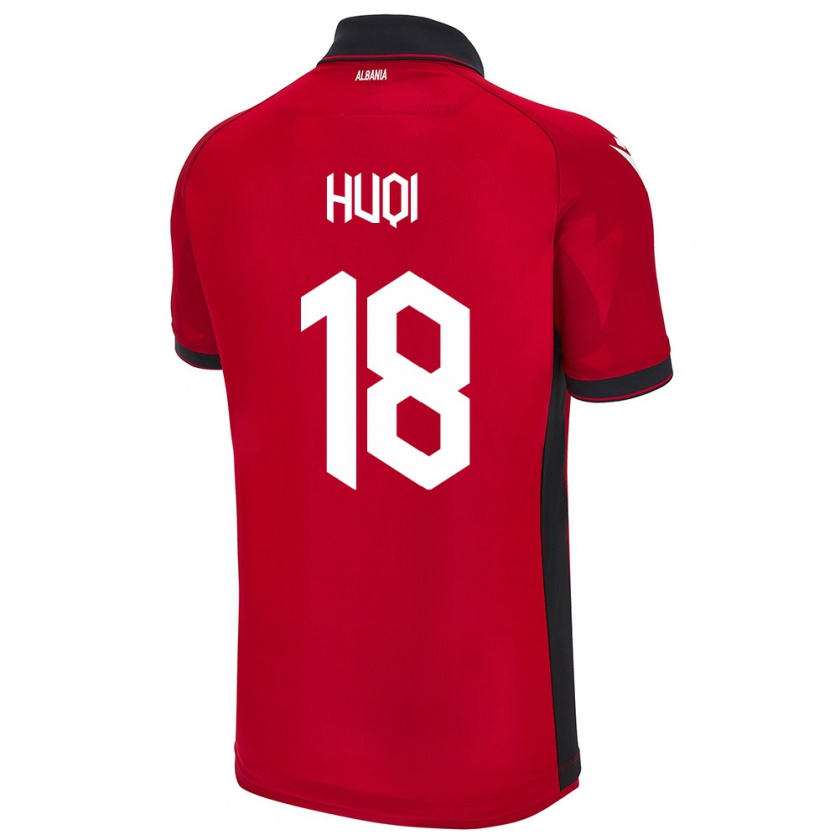 Kandiny Kinder Albanien Mattia Huqi #18 Rot Heimtrikot Trikot 24-26 T-Shirt