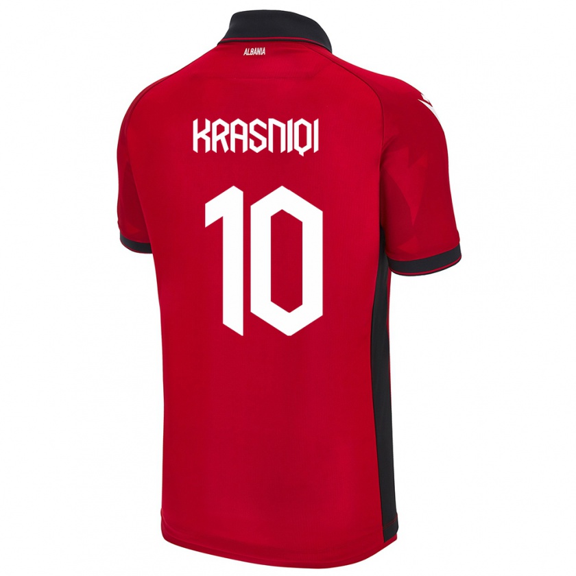 Kandiny Kinder Albanien Qëndresa Krasniqi #10 Rot Heimtrikot Trikot 24-26 T-Shirt