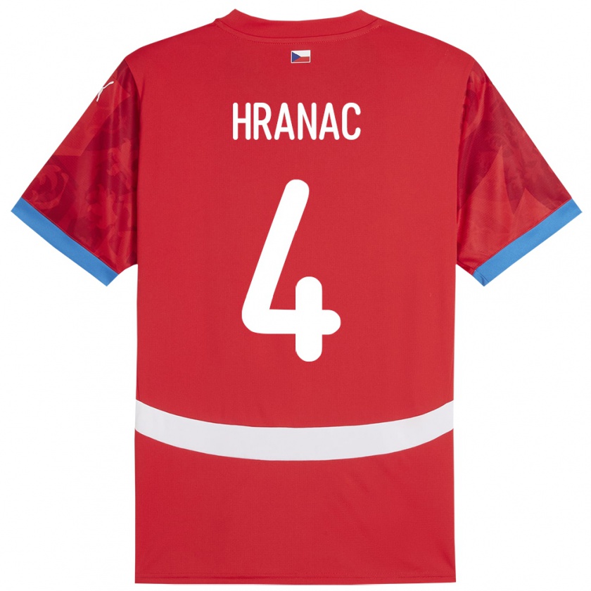 Kandiny Kinder Tschechien Robin Hranac #4 Rot Heimtrikot Trikot 24-26 T-Shirt