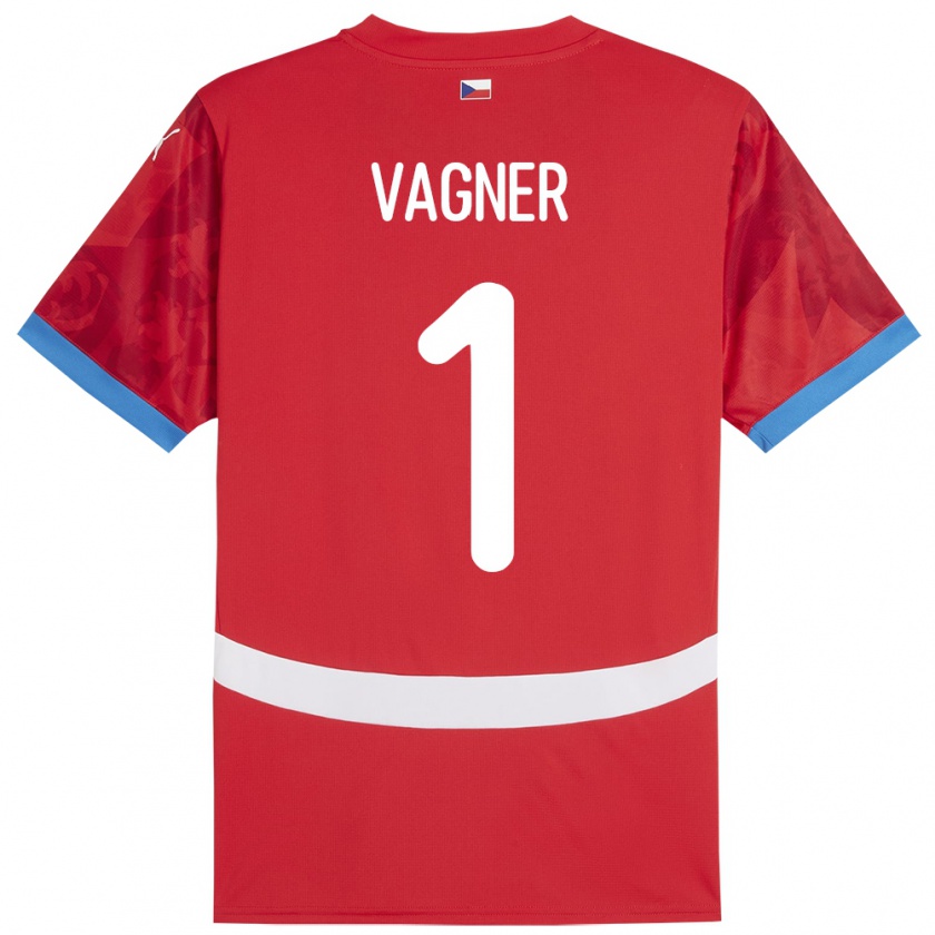 Kandiny Kinder Tschechien Matyas Vagner #1 Rot Heimtrikot Trikot 24-26 T-Shirt