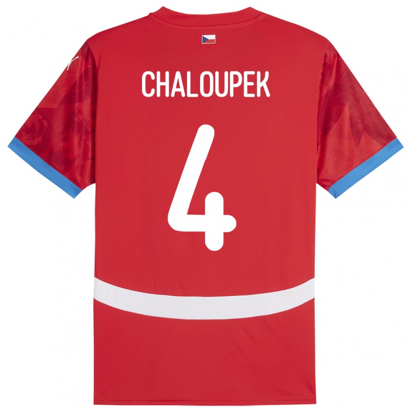 Kandiny Kinder Tschechien Stepan Chaloupek #4 Rot Heimtrikot Trikot 24-26 T-Shirt