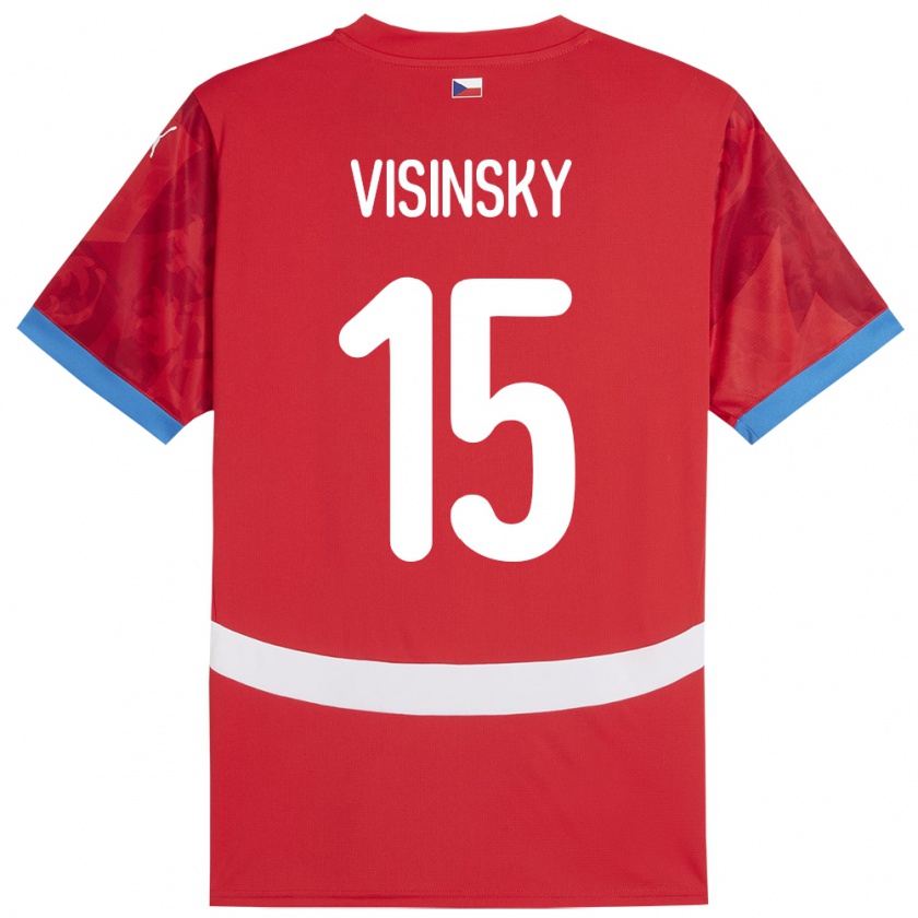 Kandiny Kinder Tschechien Denis Visinsky #15 Rot Heimtrikot Trikot 24-26 T-Shirt