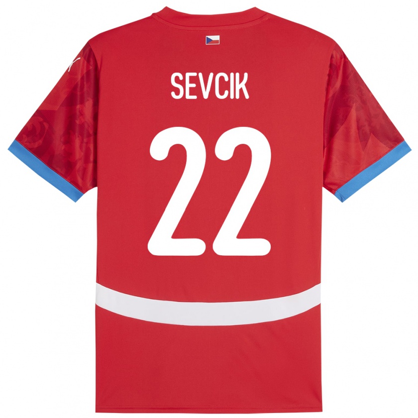 Kandiny Kinder Tschechien Michal Sevcik #22 Rot Heimtrikot Trikot 24-26 T-Shirt