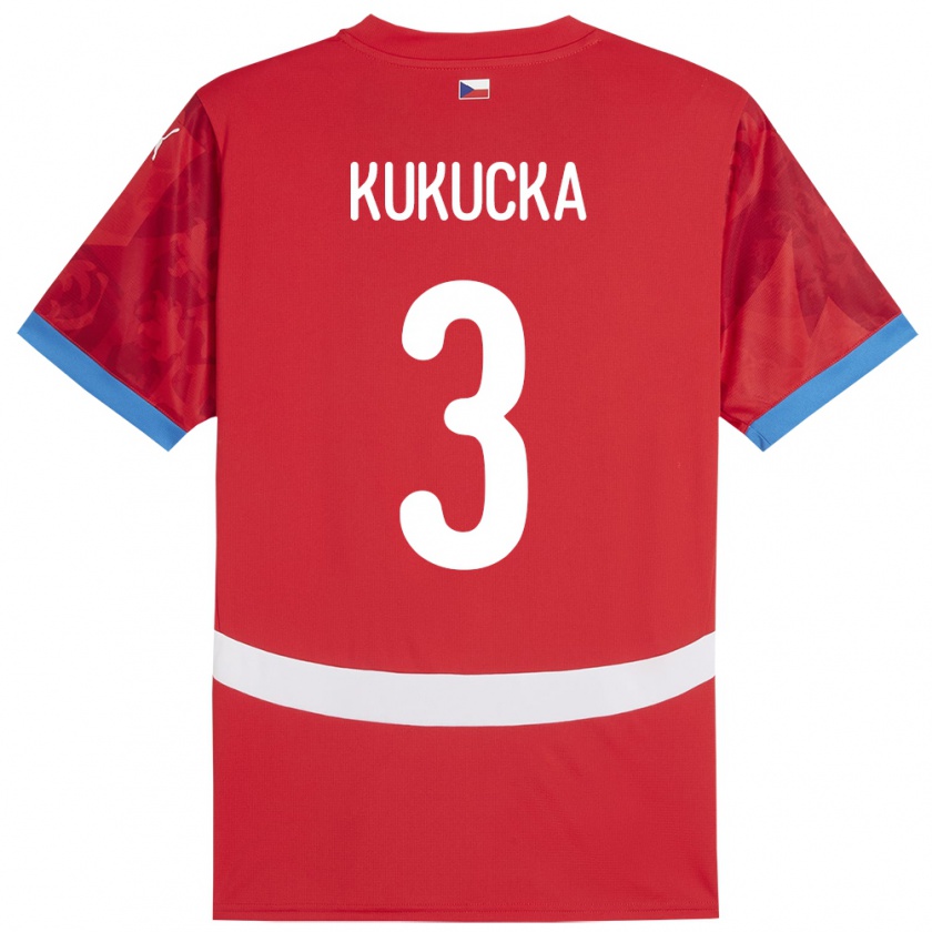 Kandiny Kinder Tschechien Ondrej Kukucka #3 Rot Heimtrikot Trikot 24-26 T-Shirt