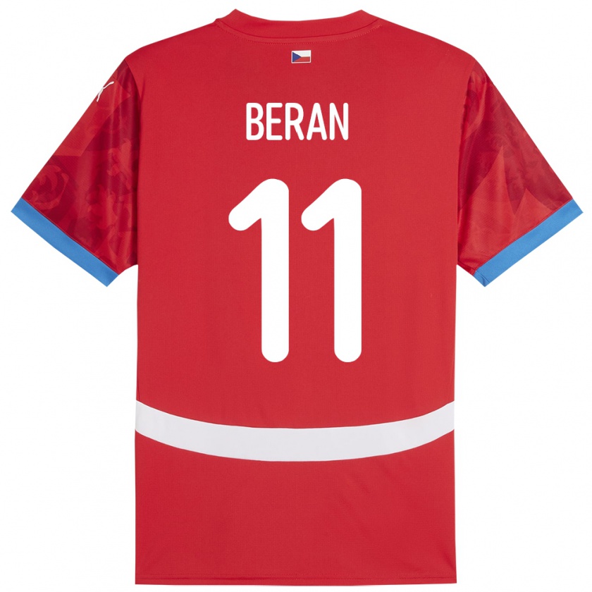 Kandiny Kinder Tschechien Stepan Beran #11 Rot Heimtrikot Trikot 24-26 T-Shirt