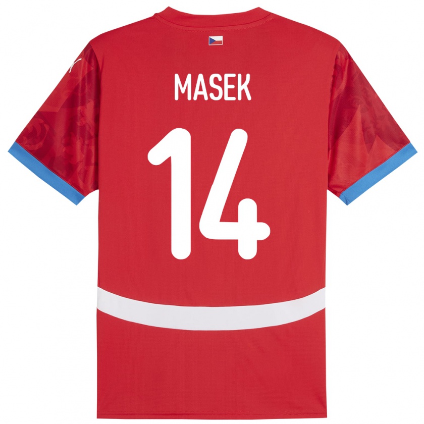 Kandiny Kinder Tschechien Lukas Masek #14 Rot Heimtrikot Trikot 24-26 T-Shirt