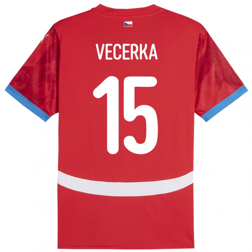 Kandiny Kinder Tschechien Dalibor Vecerka #15 Rot Heimtrikot Trikot 24-26 T-Shirt