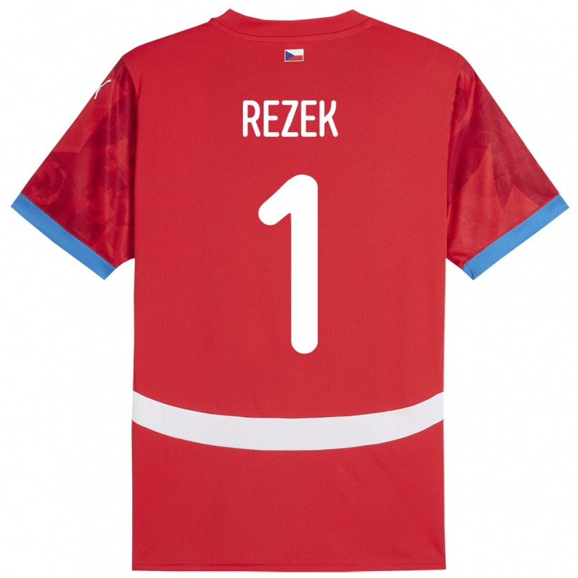 Kandiny Kinder Tschechien Adam Rezek #1 Rot Heimtrikot Trikot 24-26 T-Shirt