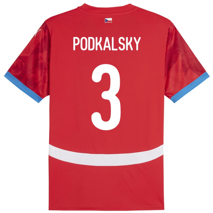 Kandiny Kinder Tschechien Jakub Podkalsky #3 Rot Heimtrikot Trikot 24-26 T-Shirt