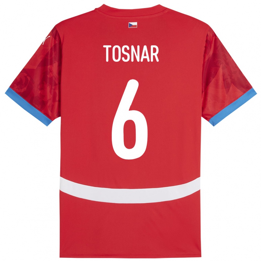 Kandiny Kinder Tschechien Jakub Tosnar #6 Rot Heimtrikot Trikot 24-26 T-Shirt