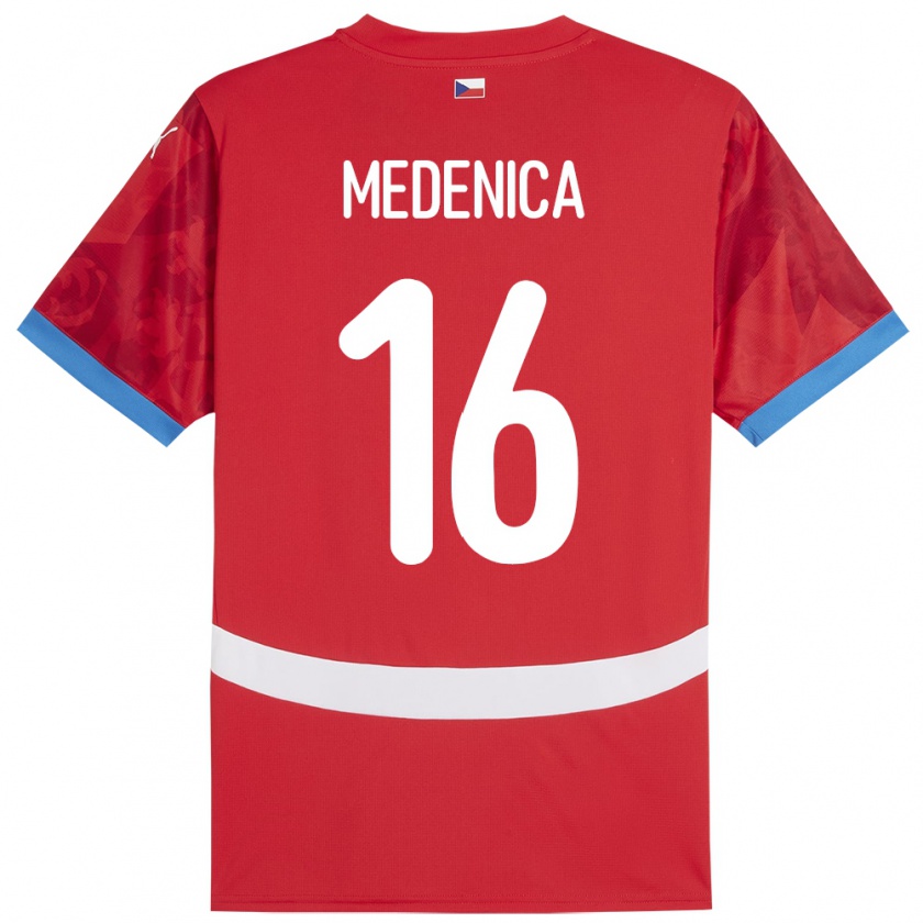 Kandiny Kinder Tschechien Djordjije Medenica #16 Rot Heimtrikot Trikot 24-26 T-Shirt