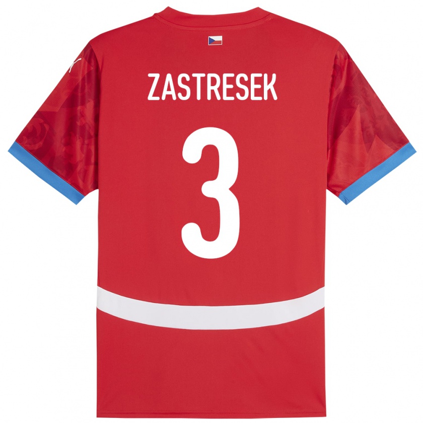 Kandiny Kinder Tschechien Matous Zastresek #3 Rot Heimtrikot Trikot 24-26 T-Shirt