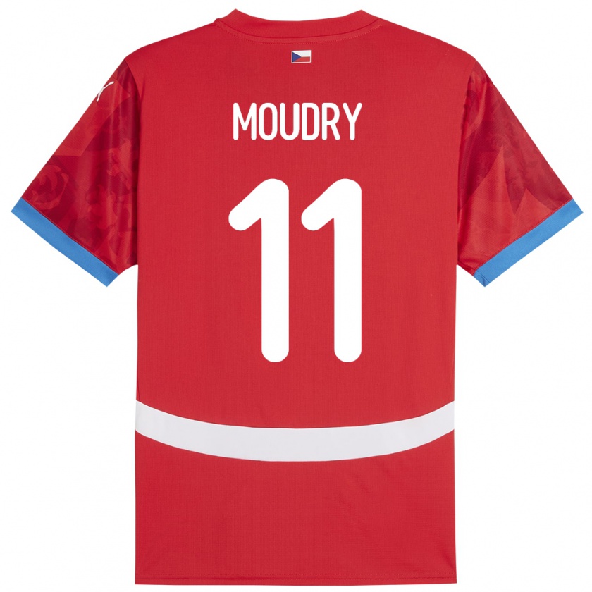 Kandiny Kinder Tschechien Lukas Moudry #11 Rot Heimtrikot Trikot 24-26 T-Shirt