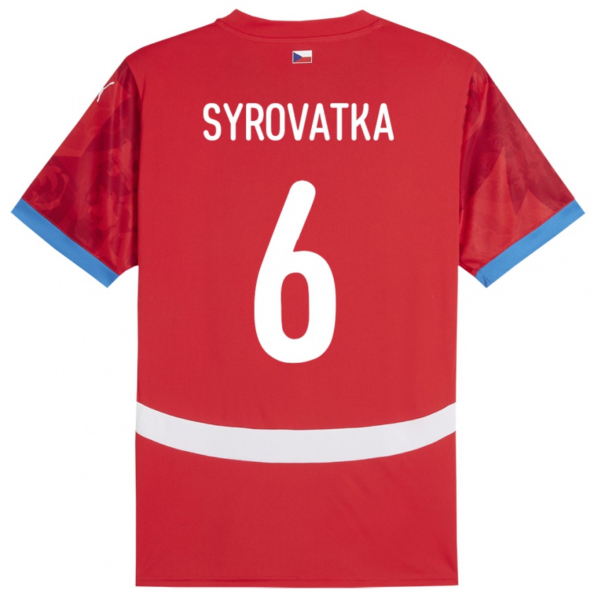 Kandiny Kinder Tschechien Matyas Syrovatka #6 Rot Heimtrikot Trikot 24-26 T-Shirt