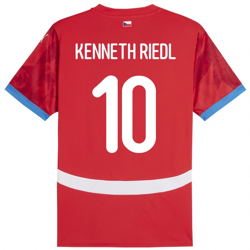 Kandiny Kinder Tschechien Victor Kenneth Riedl #10 Rot Heimtrikot Trikot 24-26 T-Shirt