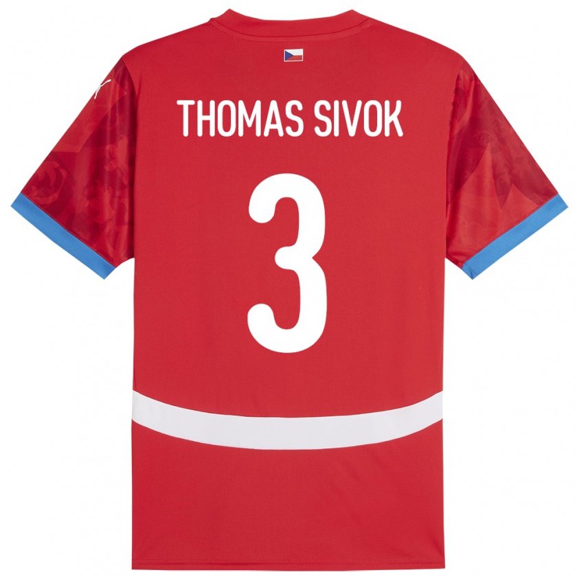 Kandiny Kinder Tschechien Andre Thomas Sivok #3 Rot Heimtrikot Trikot 24-26 T-Shirt